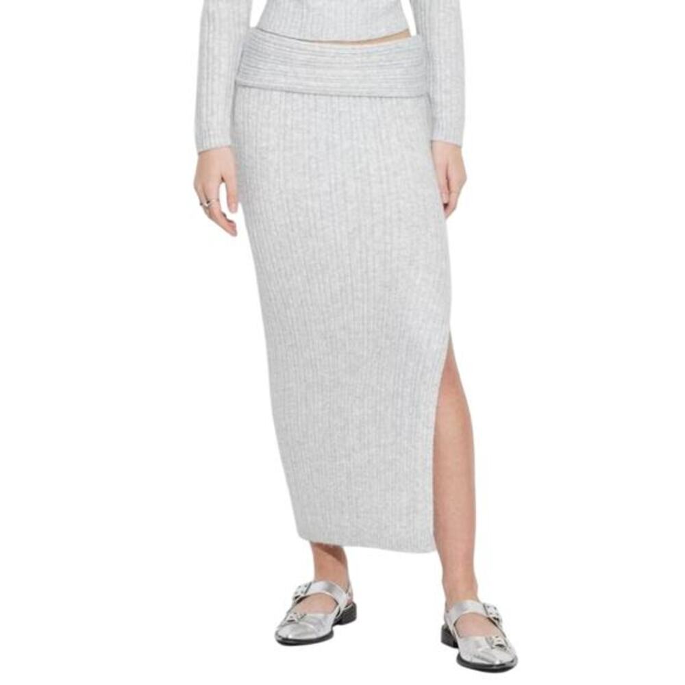 Wild Fable Womens‎ Maxi Ribbed Sweater Skirt Light Gray Size Large